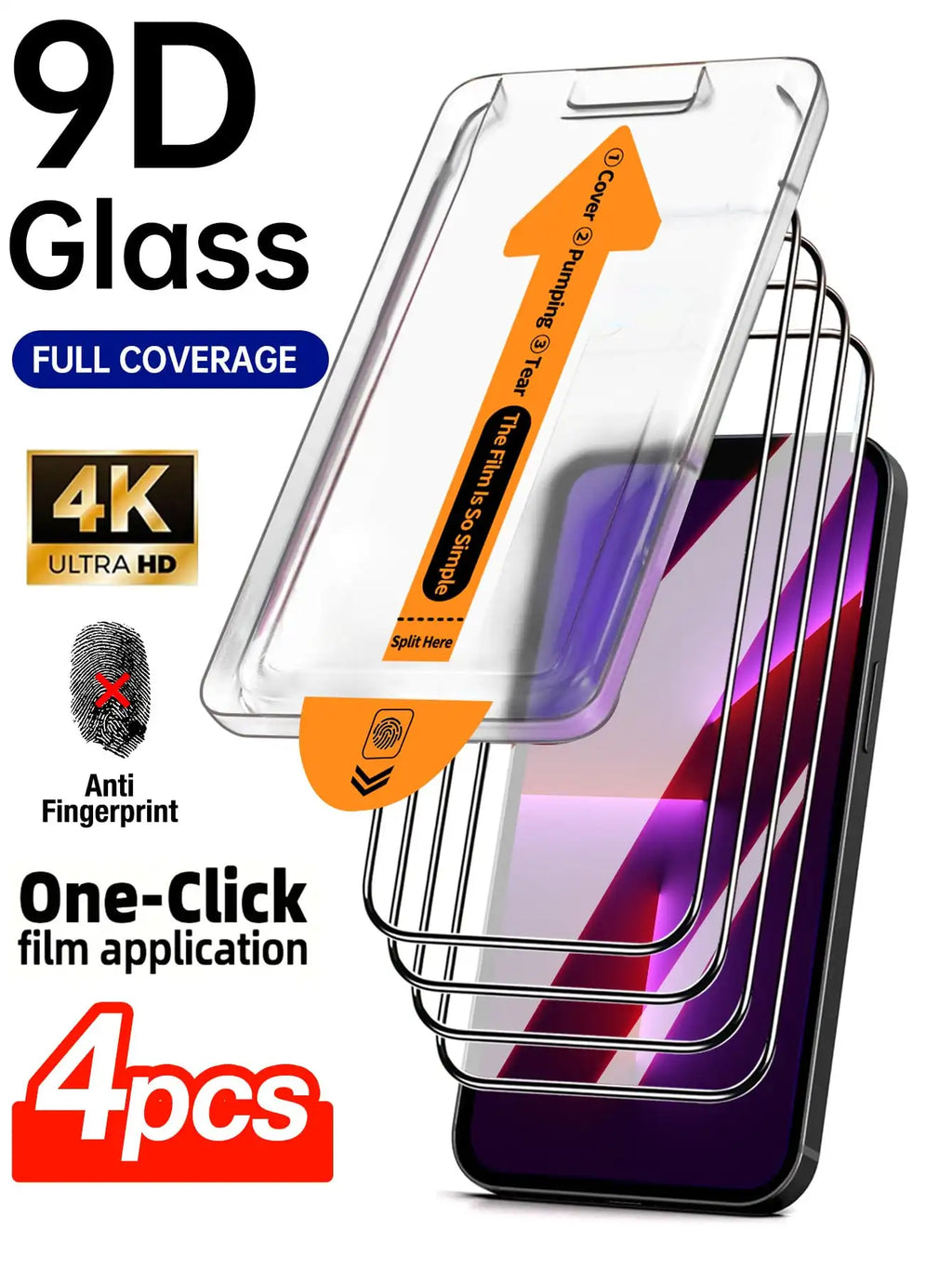 4x iPhone Panzerfolie – 9D Schutzglas, Kratzfest & Blasenfrei